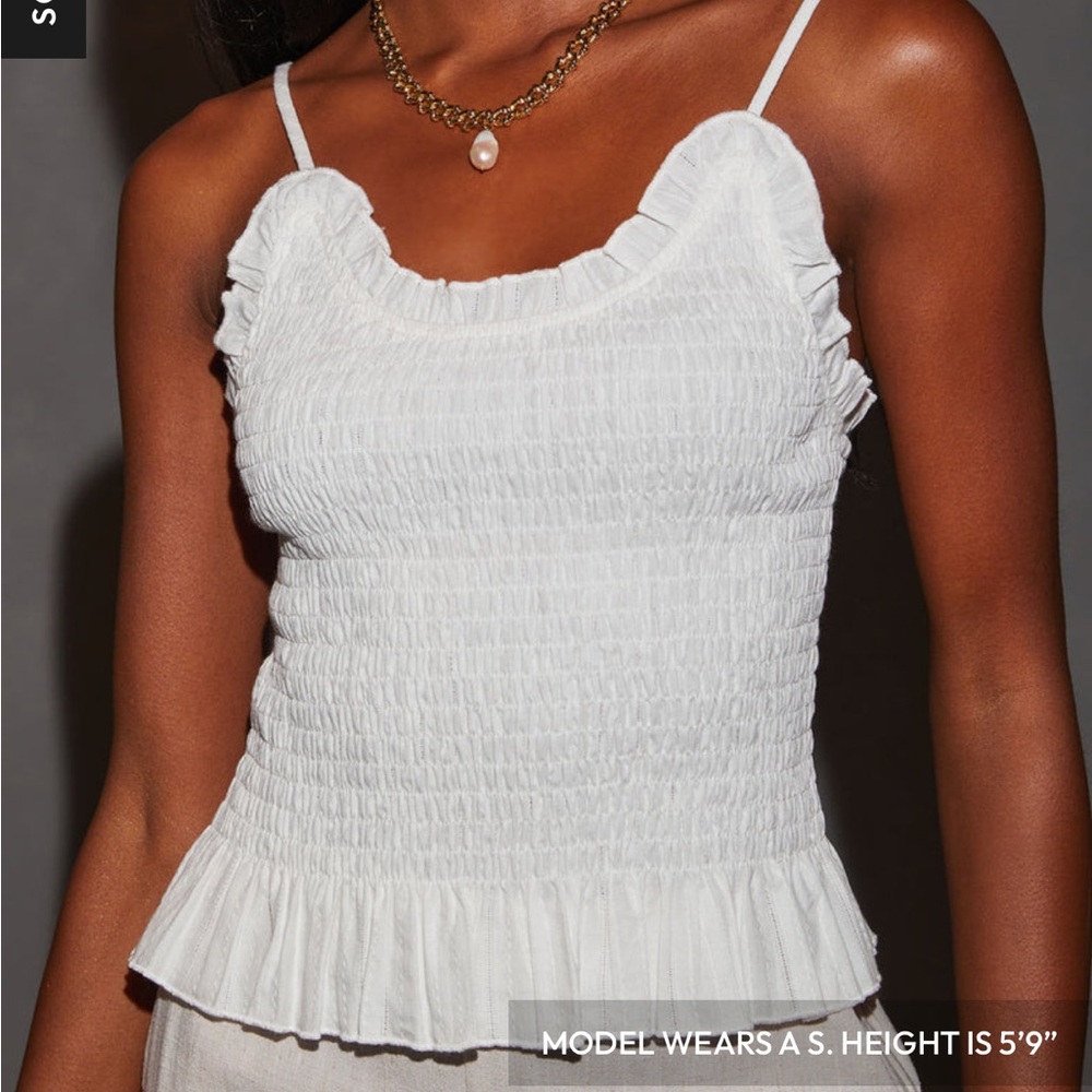 VICI White Ruffled Top - Picture 1 of 5
